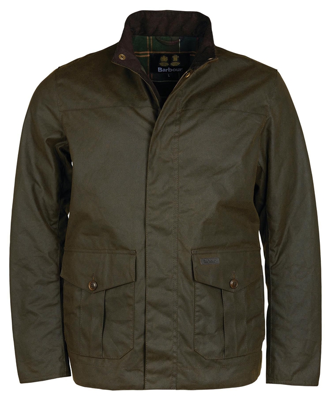 Barbour Sheldon Gewachste Jacke Herren Olivgrün | QOXDMU-563