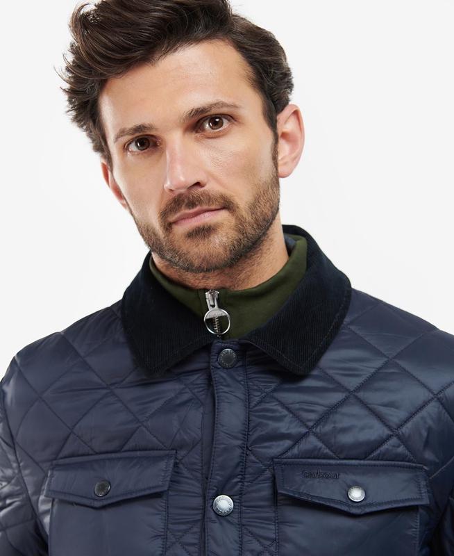 Barbour Shirt Steppjacke Herren Navy | WEPCKA-715