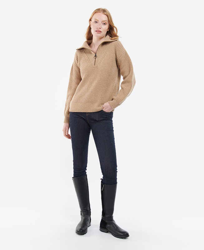 Barbour Stavia Knit Pullover Damen Beige | EKGYAN-597