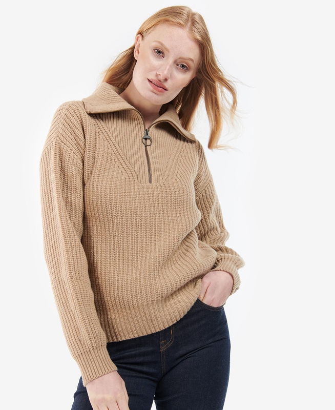 Barbour Stavia Knit Pullover Damen Beige | EKGYAN-597