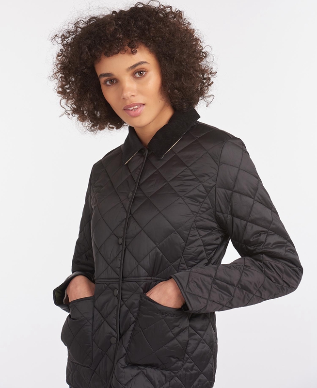 Barbour Steppjacke Deveron Steppjacke Damen Schwarz | XHOQJP-467