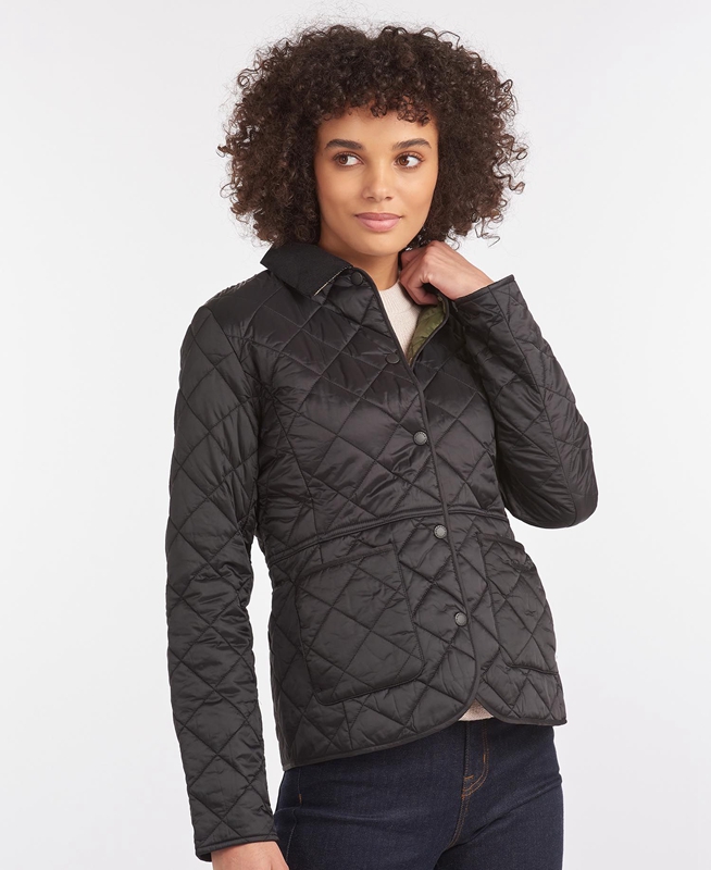 Barbour Steppjacke Deveron Steppjacke Damen Schwarz | XHOQJP-467