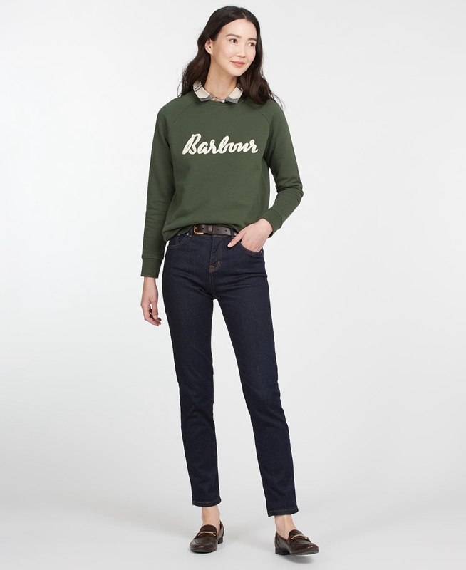 Barbour Sweatshirt Otterburn Sweatshirts Damen Olivgrün | CLMTGZ-086