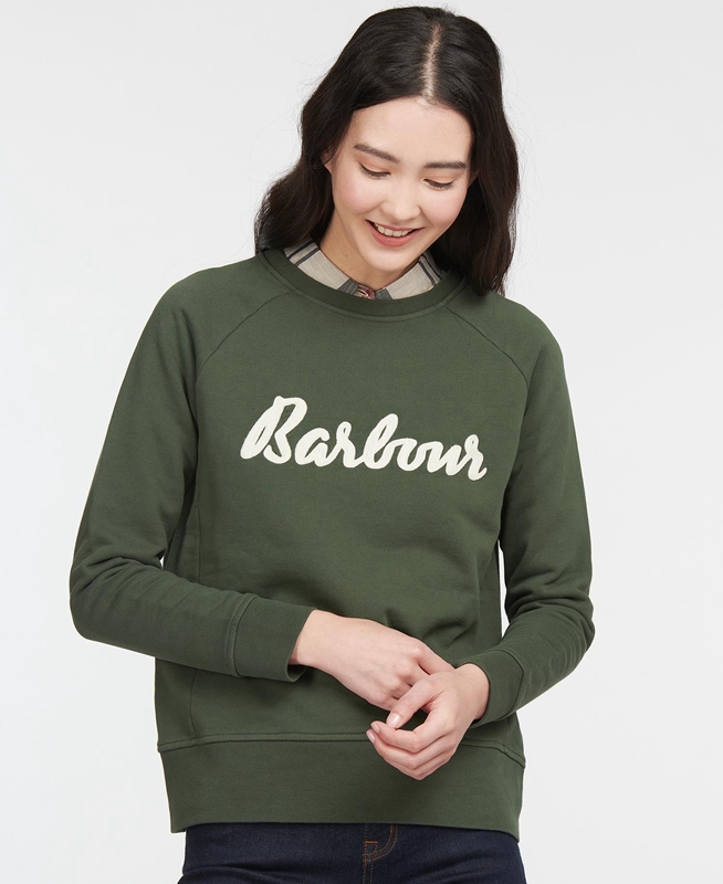 Barbour Sweatshirt Otterburn Sweatshirts Damen Olivgrün | CLMTGZ-086