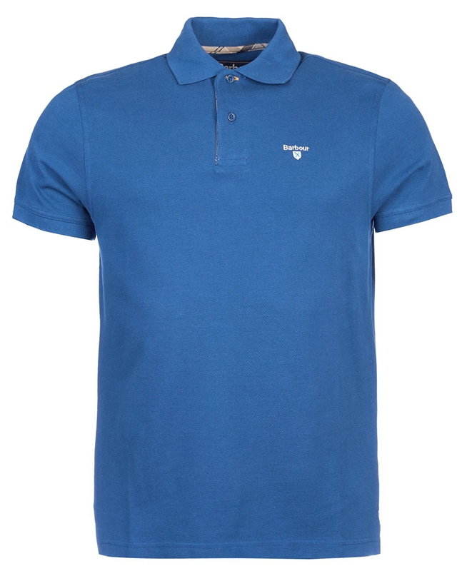 Barbour Tartanshirt Pique Polo shirts Herren Blau | HYVTIE-916