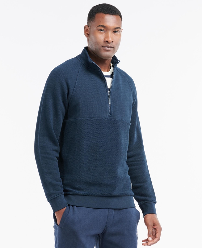 Barbour Wear Half Zip Sweatshirts Herren Navy | CVBJEG-309