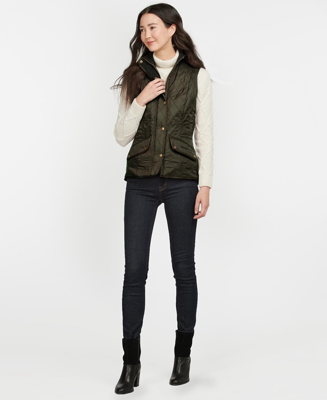 Barbour Weste Cavalry Weste Damen Grün | JWLQDU-975