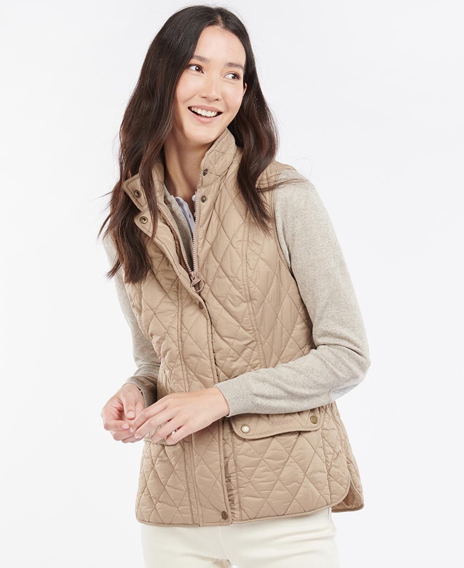 Barbour Weste Otterburn Weste Damen Beige | XTFMNU-298