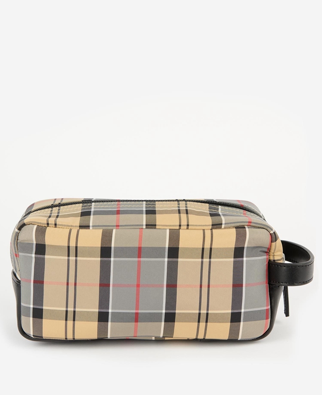 Barbour Wetherham Tartan Washbag Tasche Herren Beige | OEAMSN-063