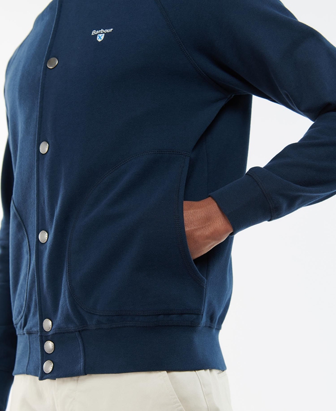 Barbour Whitewell Button Thru Sweatshirts Herren Blau | FZJRVY-739