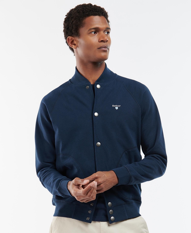 Barbour Whitewell Button Thru Sweatshirts Herren Blau | FZJRVY-739