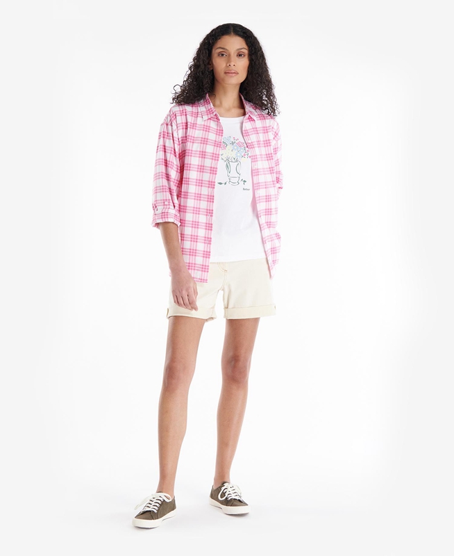 Barbour Willowherb Hemd Damen Rosa | PMDCSN-265