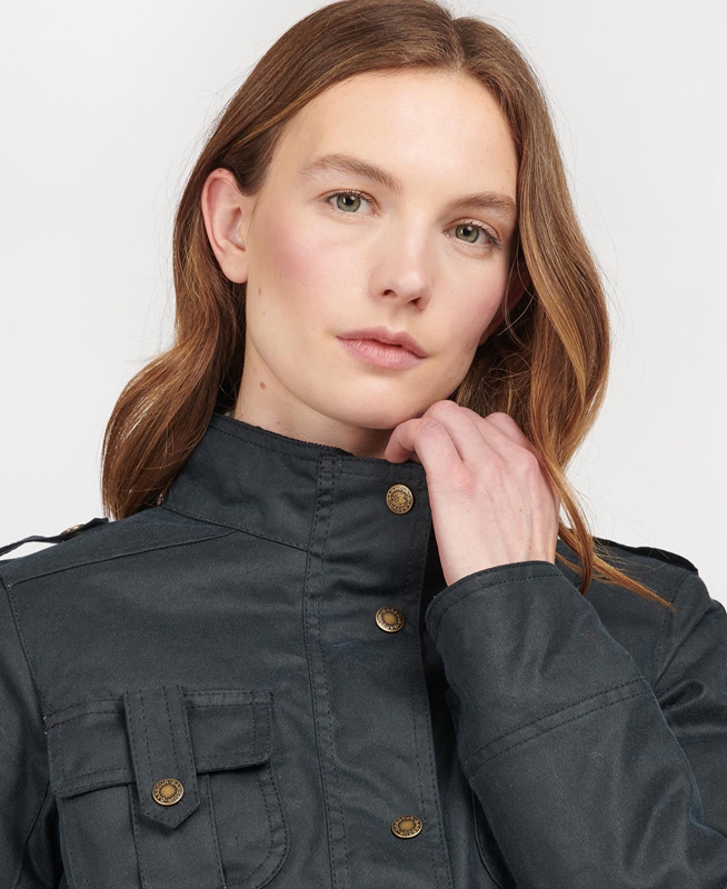 Barbour Winter Defence Gewachste Jacke Damen Blau | USVXPL-821