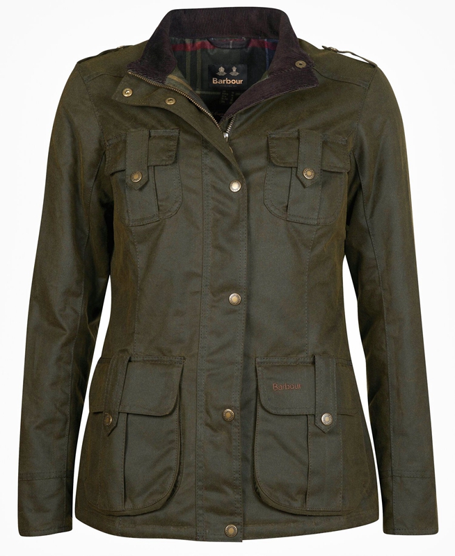 Barbour Winter Defence Gewachste Jacke Damen Grün | WFGQCL-465