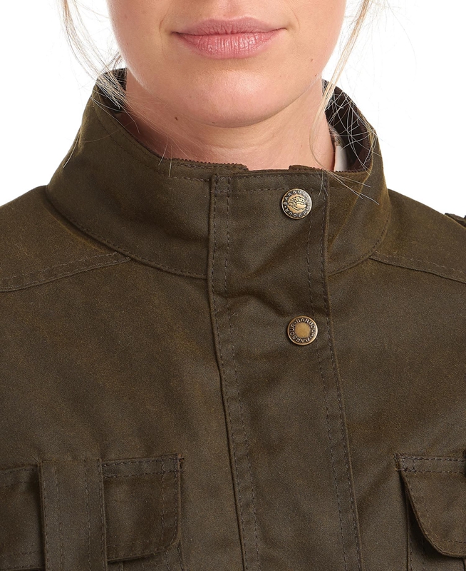 Barbour Winter Defence Gewachste Jacke Damen Grün | WFGQCL-465