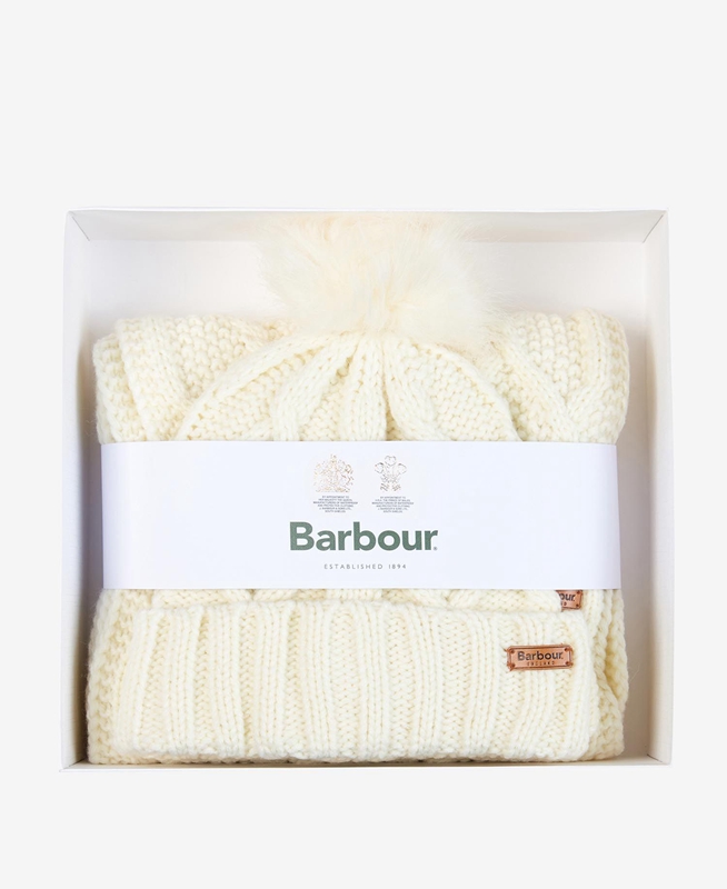 Barbour ridley beanie and scarf Hüte Damen Weiß | ORTGEC-562